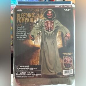 Funworld Bleeding Pumpkin Boys Halloween Costume size 8 medium 5 piece set NEW!